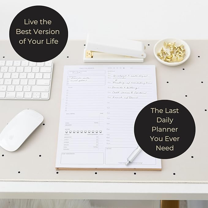 Daily Planner To-Do List Notepad - 50 Page Daily Planner Pad Checklist, To-Do List Notebook, and Work Planner - Daily Schedule Planner - 8.5 x 11 Inch Daily Planner Notepad - Task Planner Blu Monaco