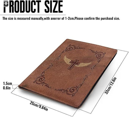 Christian Cross PU Leather Padfolio Clipboard Clip Business Resume Portfolio A4 Folder Interview Legal Document Organizer Business Card Holder Letter Sized Writing Pad