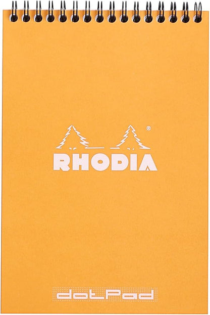 Rhodia #16 Wirebound Notepad 5.8" x 8.3" Dot Pad, Orange Cover