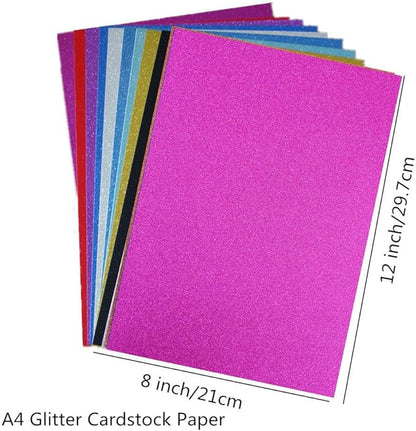 Baisunt 20 Sheets Rose Red Glitter Cardstock Paper for DIY Art Project, Scrapbook, Birthday Wedding Party Decoration 250GSM(8x12 In, Non Adhesive)