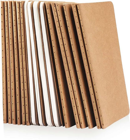 16PCS Mini Notebooks Bulk, 3.5" x 5.5", Brown, 60 Pages Blank Paper Small Pocket Notebook Set, Mini Journal Memo Notepads for Kids, Students, Traveler, School Office Supplies