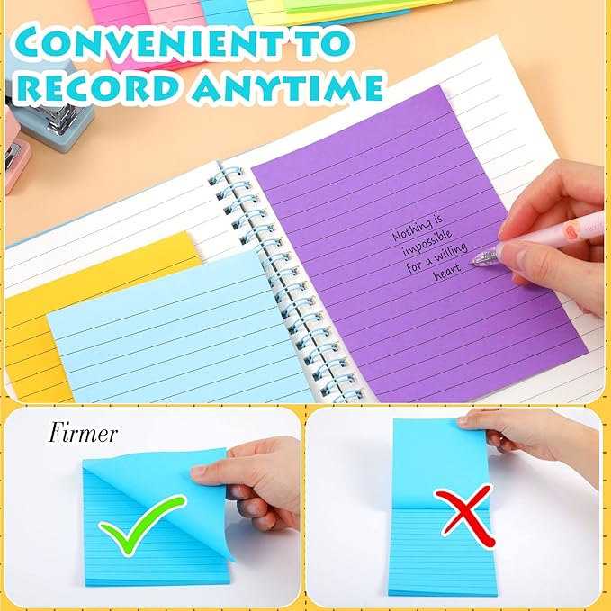 Yexiya 64 Pcs Lined Sticky Notes Self Stick Notes with Lines Bright Assorted Colors Sticky Notes for Home Office Products Post Memos, 1920 Sheets(4 x 6 Inch,Classic Color)