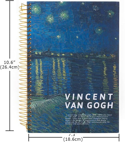 Van Gogh Notebook Hardcover Spiral Notebook Art Journal 10.6" x 7.3" 300 Pages Spiral Wide Ruled Notebook, Notebooks for Work,Gifts,Office,School