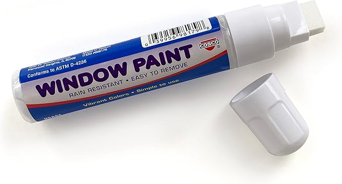 Cosco Window Paint Marker, for Car Windows, Mirror, Storefront Window, Wedding, Parades and Party Decorations, White Ink (098179) (Pack of 2)