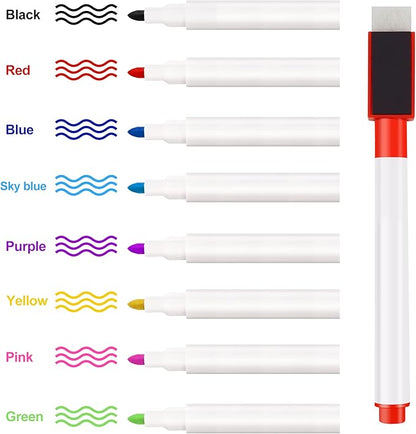 IHPUKIDI Magnetic Dry Erase Markers Fine Point Tip, 8 Colors White board Markers Dry Erase Marker with Eraser Cap, Low Odor Whiteboard Markers, Thin Dry Erase Markers for Kids Teachers, 16 Count