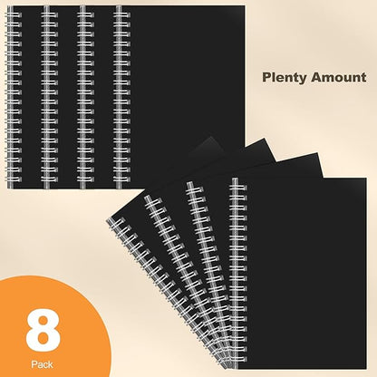 8 Pack Spiral Notebook for Work - 4" x 6" Softcover Notebooks College Ruled for Note Taking, School Supplies,400 Sheets 800 Pages Journals Black