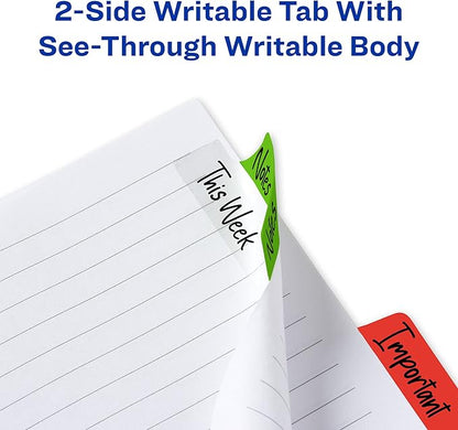 Avery Margin Ultra Tabs, 2.5" x 1", 2-Side Writable, Assorted Colors, 48 Repositionable Page Tabs (74866)