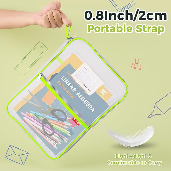 Pendancy Mesh Zipper Pouch 14.8x10.8 in Transparent Lightweight Nylon File Folders, A4 Size Multi-Layer Subject Document Organizer Accessories Storage Bag for Office and School Supplies(Yellow)