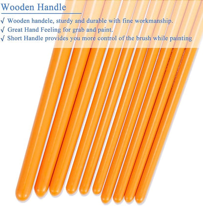 BOSOBO Paint Brushes Set, 2 Pack 20 Pcs Round Pointed Tip Paintbrushes Nylon Hair Artist Acrylic Paint Brushes for Acrylic Oil Watercolor, Face Nail Art, Miniature Detailing & Rock Painting, Orange
