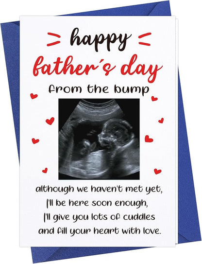 FaCraft Happy First Fathers Day Card for New Dad Dad to Be Expecting Fathers, Photo Insert, 4 x 6 Happy 1st Fathers Day Gift Card with Envelope from Wife Daughter Son Baby Boy Girl