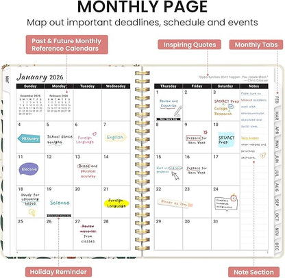 2026 Planner, Aesthetic Weekly and Monthly Planner for Women, Jan 2026 to Dec 2026, Hardcover 2026 Calendar Book with Monthly Tabs, Inner Pocket, Perfect for Office Home School - A5 (6.3" x 8.5"), Butterfly Beetles