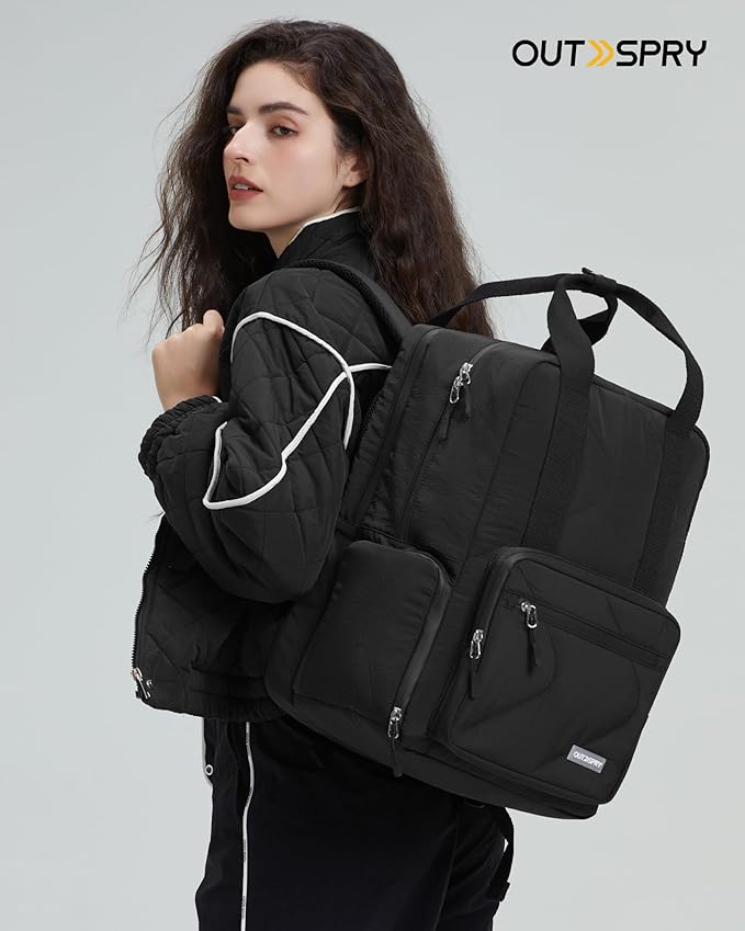 Large Travel Backpack Women, 40L Carry On Backpack for Airplanes with Shoe Compartment & Wet Pocket, 16 Inch Laptop Backpack for Trave Work Gym, Black