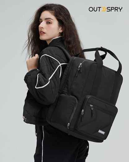 Large Travel Backpack Women, 40L Carry On Backpack for Airplanes with Shoe Compartment & Wet Pocket, 16 Inch Laptop Backpack for Trave Work Gym, Black