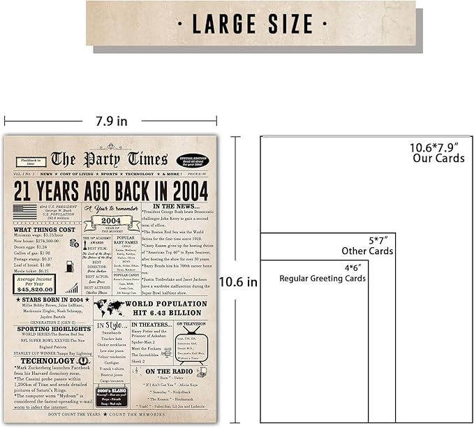 Ziwenhu Happy 21st Birthday Card Gift for Men Women,Funny 21st Birthday Party Decorations for Her Him, Best 21 Year Old Birthday Gifts for Son Daughter,Jumbo Birthday Gifts for Boys Girls