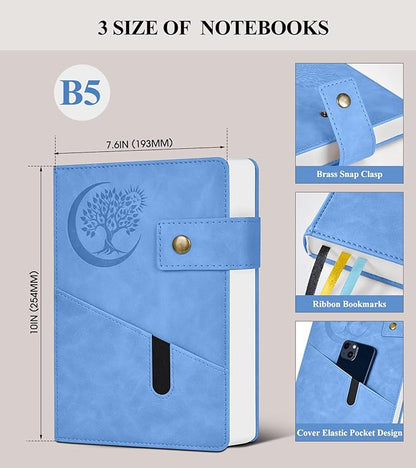 365 Page Thick Lined Journal Notebook for Men Women, B5 Large Leather Journals for Writing, Hardcover Notebooks for Work, School, Note Taking, Business, Travel Diary, College Ruled 7.6" x 10"