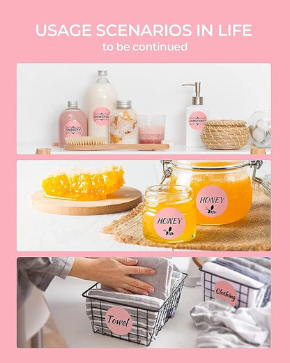 Hybsk 2 inch Circle Color Direct Thermal Stickers Shipping Labels for Barcodes,Name Tag,DIY Logo Design,QR Code,Inventory– Compatible with Zebra,Rollo,Munbyn,and More-750 pcs (2 inch,Pink)