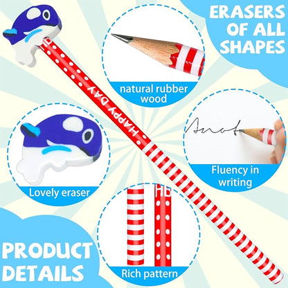 50 Pack Assorted Colorful Cartoon Animal Pencil With Erasers, Fun Pencils For Kids, Bulk Pencils With Animal Eraser Toppers,Party Favor Pencils For Kids Novelty Pencils