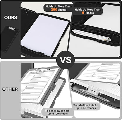 Clipboard with Storage, High Capacity Clip Boards 8.5x11 with Storage, Plastic Nursing Clipboard Folder with Pen Holder, Heavy Duty Storage Clipboard with Low Profile Clip for School & Office