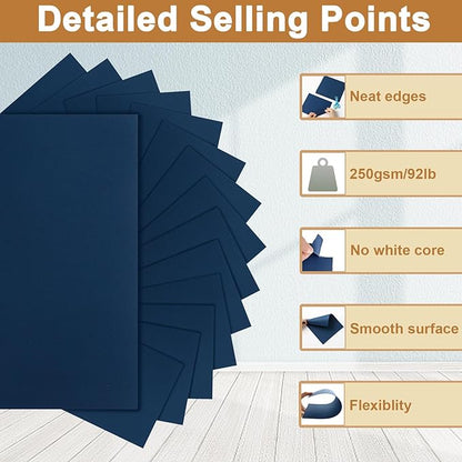 28 Sheets Navy Blue Cardstock 8.5 x 11 Craft Paper, 92lb Heavyweight Navy Card Stock for DIY Cards, Graduations, Wedding Invitations, Party