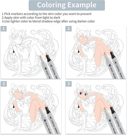 Skin Tone Markers,30 Flesh Colors Alcohol Based Art Markers Pens Set Dual Tips Brush&Broad for Professional Artists Drawing Sketch Illustrations Portrait Comics Anime Coloring