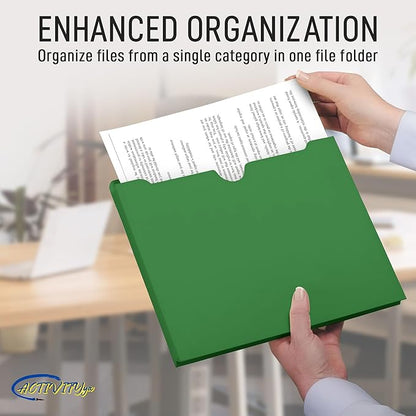 Green File Jackets, 1 Inch Expansion, Letter Size, Reinforced Straight-Cut Tab, 6 Pack