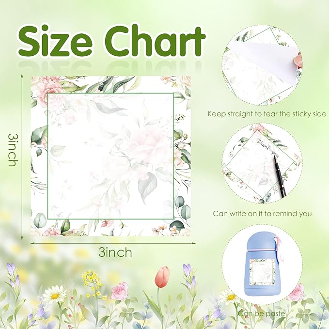 9 Pieces Boho Leaves Sticky Note Pads Adhesive Memo Notes Self-Stick Note Pads for Reminders, Study, Work, Office, School and Home, 9 Styles