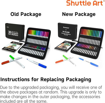 Shuttle Art Permanent Markers, 30 Assorted Colors Ultra Fine Point Permanent Marker Packed in Travel Case, Ideal Colored Markers Set for Adults Coloring Doodling on Plastic, Glass, Gift for Teens