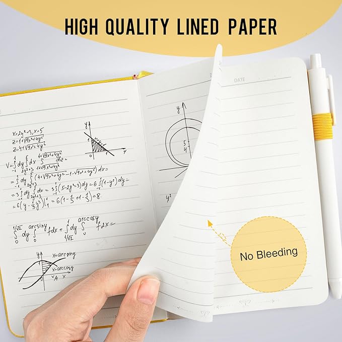 Pocket Small Notebook Journals, 8 Pack (Lemon Yellow) Mini Notebook 3.7x5.7 Journaling Notebooks for Women Men, Hardcover Lined Note Pads with Pens for Work, Business, Travel Journal, Office Supplies