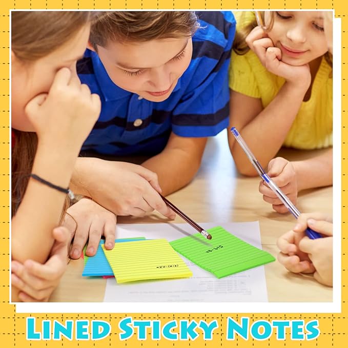 Yexiya 64 Pcs Lined Sticky Notes Self Stick Notes with Lines Bright Assorted Colors Sticky Notes for Home Office Products Post Memos, 1920 Sheets(4 x 6 Inch,Classic Color)