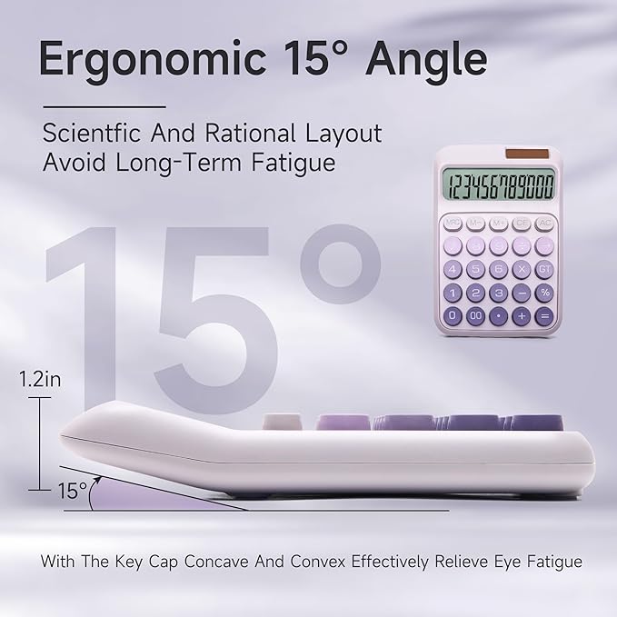 Desk Calculator,12 Digits, Large LCD Display,Big Buttons,Solar and Battery Dual Power Desktop Calculators,Cute and Aesthetic,Suitable for Office and Study (Ombre Purple, M)