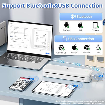 Phomemo M834 Ultra Portable Printer,(Upgraded) Wireless Bluetooth Thermal Printer 8.5" x 11"&A4, Compatible with iOS, Android & PC, Inkless Printer for Travel, Office, School,Home