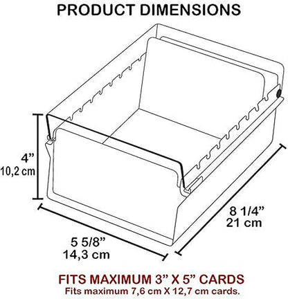 Acrimet 3 x 5 Card File Holder Organizer Box Metal Base Heavy Duty (AZ Index Cards and Divider Included) (Green Color with Clear Crystal Plastic Lid Cover)