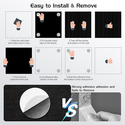 Large Cork Board Alternative 48"x36" Cork Board Felt Wall Tiles 12 Packs Bulletin Board Safe Removable No Damage for Walls Office School Tack Board Felt Letter Board Pin Board with Numbers & Pushpins