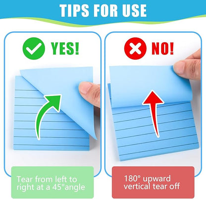 10 Pads Lined Sticky Notes, Sticky Note Pads 3x3 inches, 10 Bright Color Sticky Notes with Lines Self-Stick Note Pads, Perfect for Office Home School(100 Sheet/Pad)
