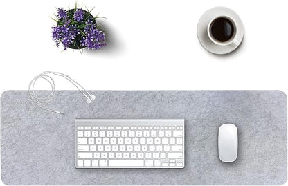 DawnTrees Felt Desk Pad,Keyboard Mat (35.5x12Inches),Large Felt Mouse Pad,Computer Desk Mat XL,Desk Protector for Office (Light Gray)