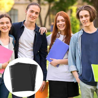 Black Binder Dividers, 8-Tab Sturdy Plastic Dividers, Binder Dividers with Tabs, Black 3-Ring Binder Plastic Divider Set, Aesthetic Dividers for Binder, Suitable for Notebooks and Binders(Black)