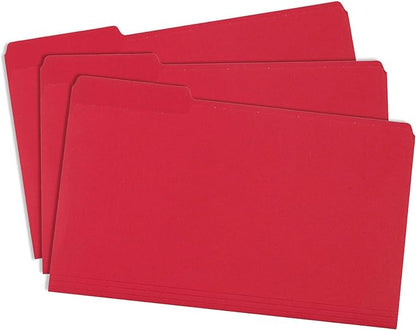 Blue Summit Supplies Red Legal File Folders, 1/3 Cut Tab, Legal Size, Great for Organizing and Easy File Storage, 100 Per Box