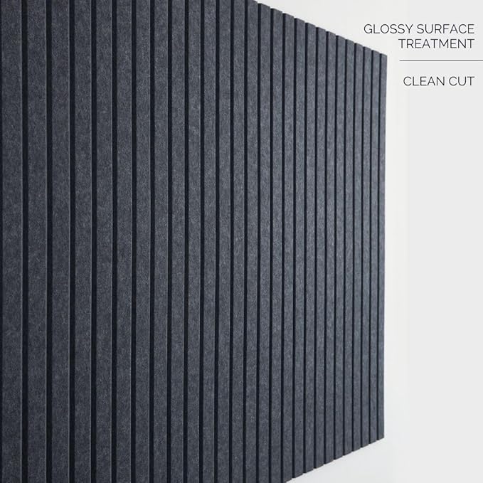 Large Cork Board for Office Black Felt Board Alternative - Slat Wall Paneling, Felt bulletin board tiles for office wall decor, Push pin board Wall organizer for office-12-Pack (Charcoal Gray)