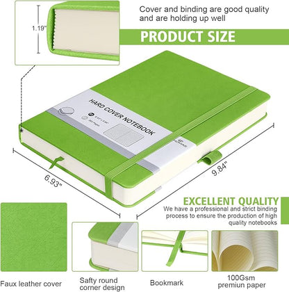 Lined Journal Notebook, 1 Pack (Grass Green), 360 Pages, 9.8 inches x 6.9 inches - 100 gsm Thick Paper, Hardcover