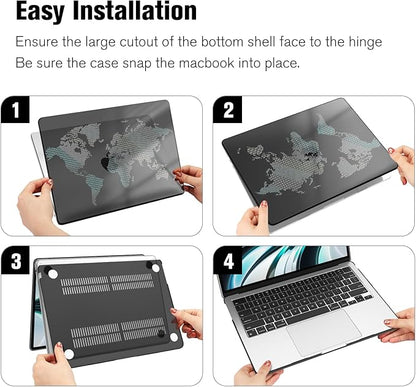 Fintie Case for MacBook Air 13.6 Inch A3113 A2681 (2022 2023 2024 Release) - Snap On Hard Shell Cover for MacBook Air 13.6" M2 M3 Chip with Liquid Retina Display and Touch ID (World Map)