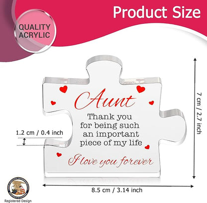 Aunt Gifts - Engraved Acrylic Block Puzzle Aunt Gift 3.35 x 2.76 inch - Cute Aunt Birthday Gifts, Auntie Cool Auntie Gifts, Aunt Gifts from Niece, Aunt Gifts from Nephew