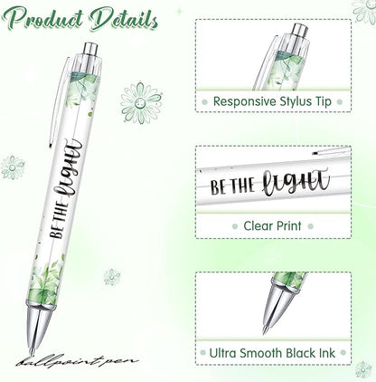 Tinlade 10 Pcs Christian Pens for Women Religious Ink Pens Easter Gifts Inspirational Quotes Bible Verse Ballpoint Funny Office Supplies for Women Men Coworker(Green Leaves)