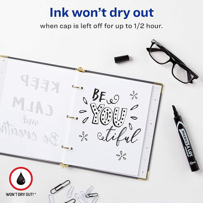 AVERY Marks-A-Lot Large Desk-Style Chisel Tip, Value Pack 36 Black Permanent Markers are perfect for signs and posters (98206)