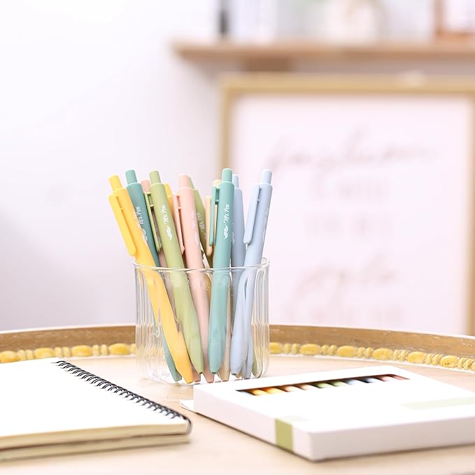 Mr. Pen- Retractable Gel Pens, 12Pack, Black Ink, Natural Vintage Color Barrel Gel Pens, Gel Pens Fine Point 0.5mm, Retractable Pens, Cute Pens, Gel Ink Pens, Aesthetic Pens for Journaling