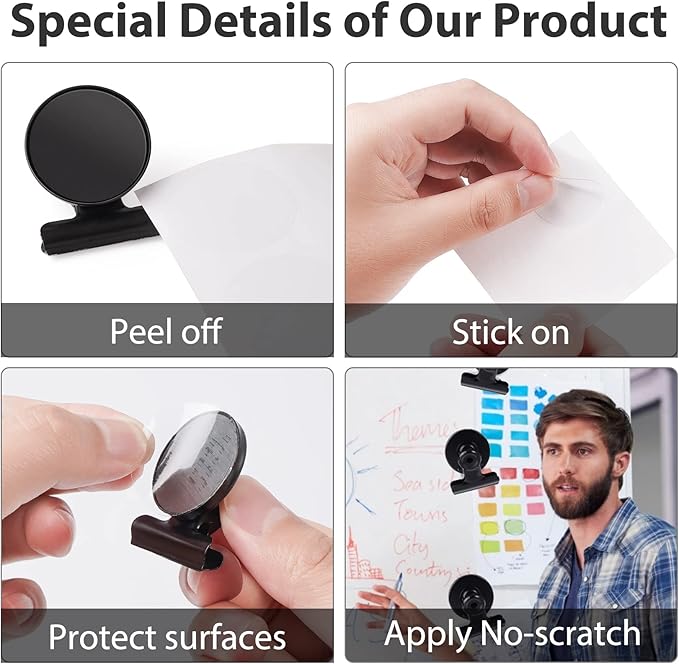 VNDUEEY 50 Pack Black Magnetic Clips Fridge Magnets with Clips, Refrigerator Magnets Clips, Magnet Clips for Whiteboard on Home& Office