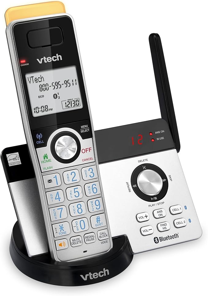 VTECH IS8121 Super Long Range up to 2300 Feet DECT 6.0 Bluetooth Expandable Cordless Phone for Home with Answering Machine, Call Blocking, Connect to Cell, Intercom and Expandable to 5 Handsets