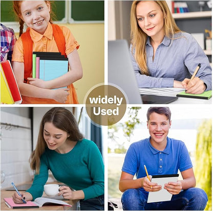 Legal Pads 5x8 12 Pack Note Pads College Ruled Notepad Pink/Green/Blue Perforated Small Legal Pads 80GSM Notepads 30 Sheets Writing Pads Line Paper Pad for School, College, Office, Business