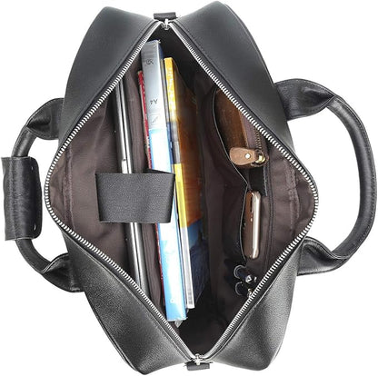 Polare Leather Briefcase for Men Business Travel Messenger Bags 15.6 Inch Laptop Bag YKK Metal Zipper