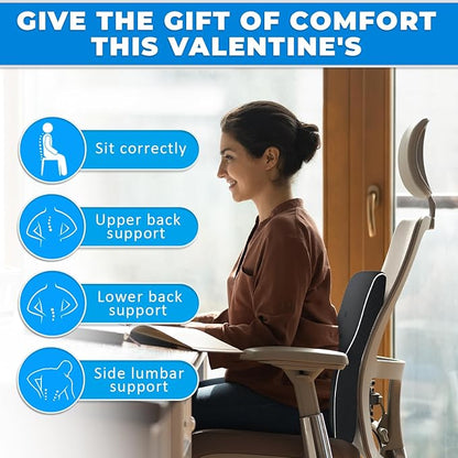 Elegant Lumbar Support Pillow for Office Chair - Ergonomic Back Support with Breathable 3D Mesh Cover, Ideal Gifts for Women,Birthdays & Holidays, Well-Suited for Office Chairs, Gaming Chairs (Black)