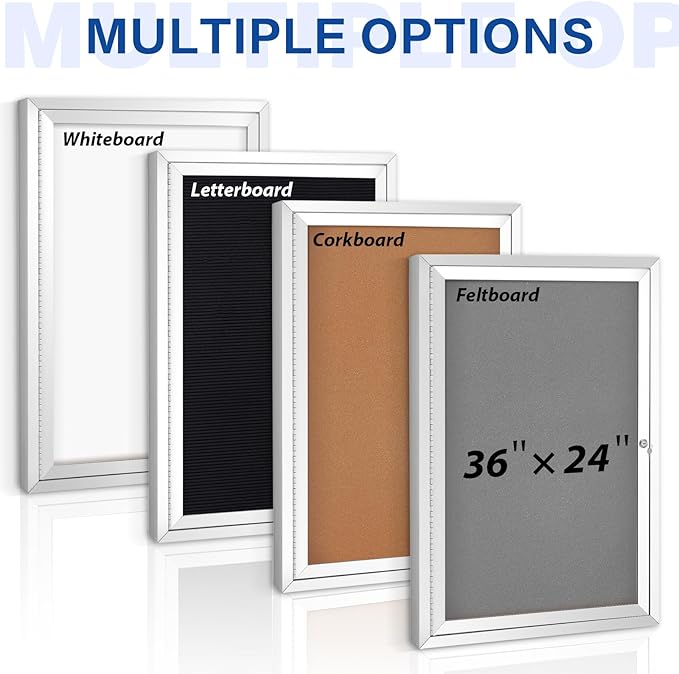 SWANCROWN Enclosed Bulletin Board Magnetic Dry Erase Board 36” x 24” Weatherproof Notice Board for Outdoor Public School Office